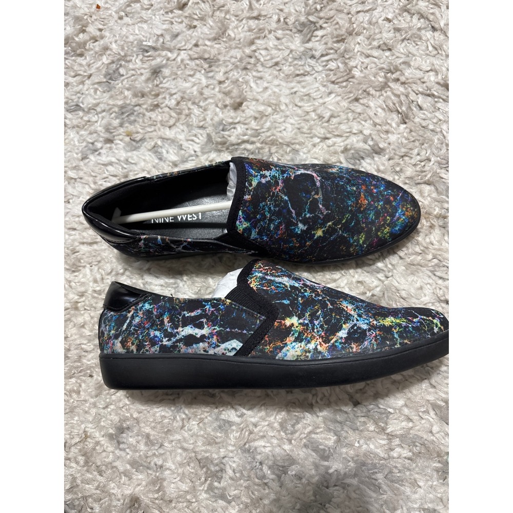 Nine‎ West Womens Multi Color Marble Print Slip On Sneakers Shoes Size 5M